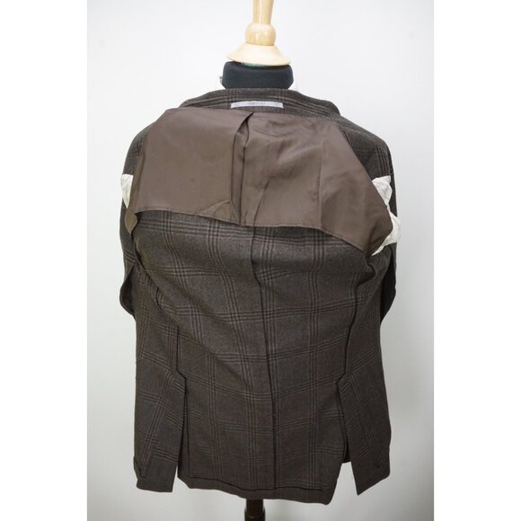 Cantarelli Tailor Brown Black Plaid Flannel Wool Sport Coat Jacket 42R BRAND NEW - Picture 6 of 9